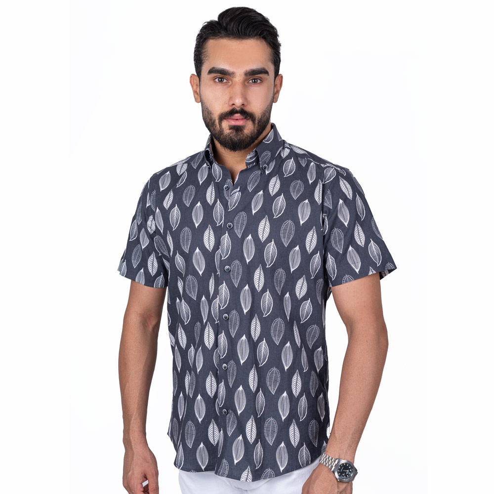 پیراهن آستین کوتاه برگ راش سفید