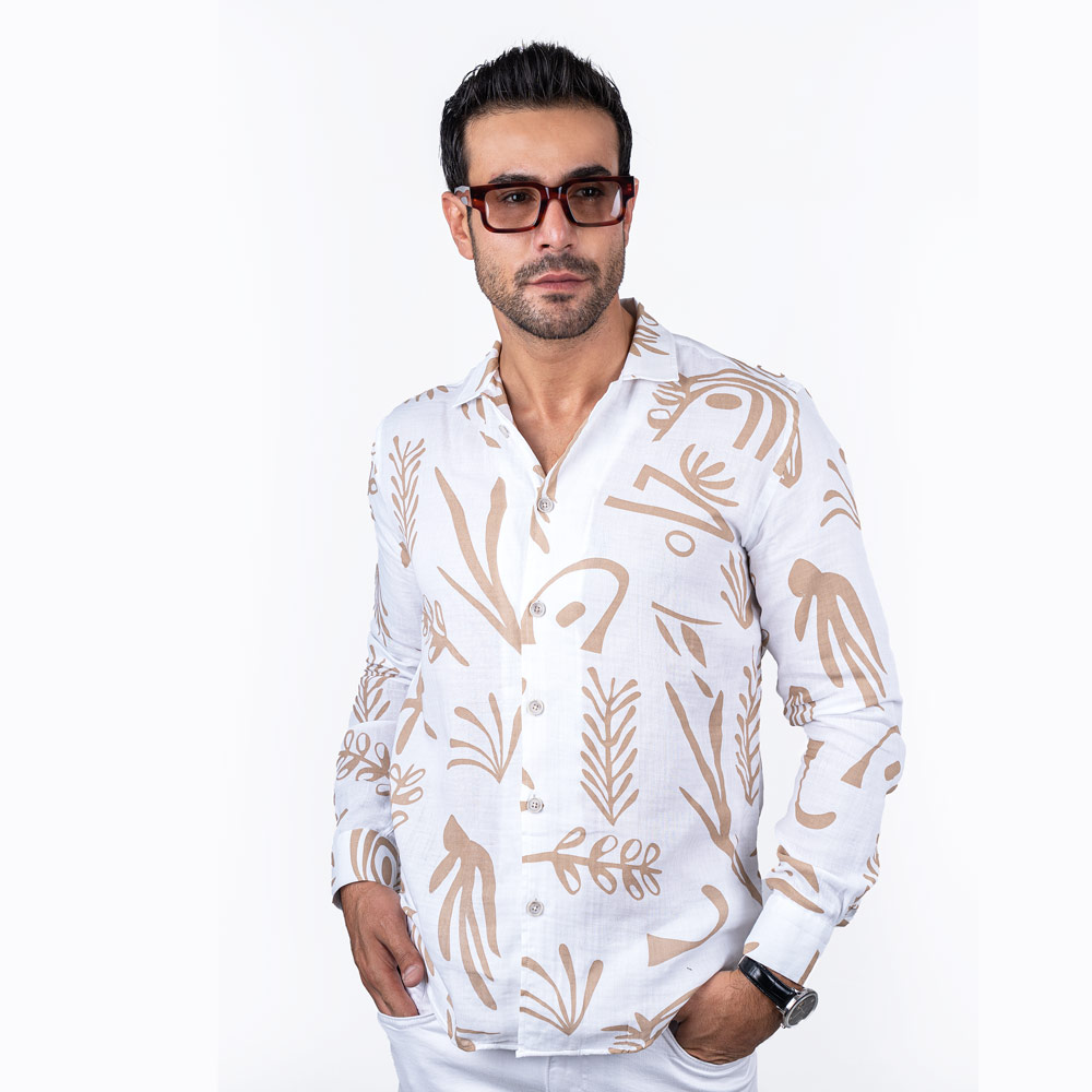 پیراهن آستین بلند یقه کمپ Botanical