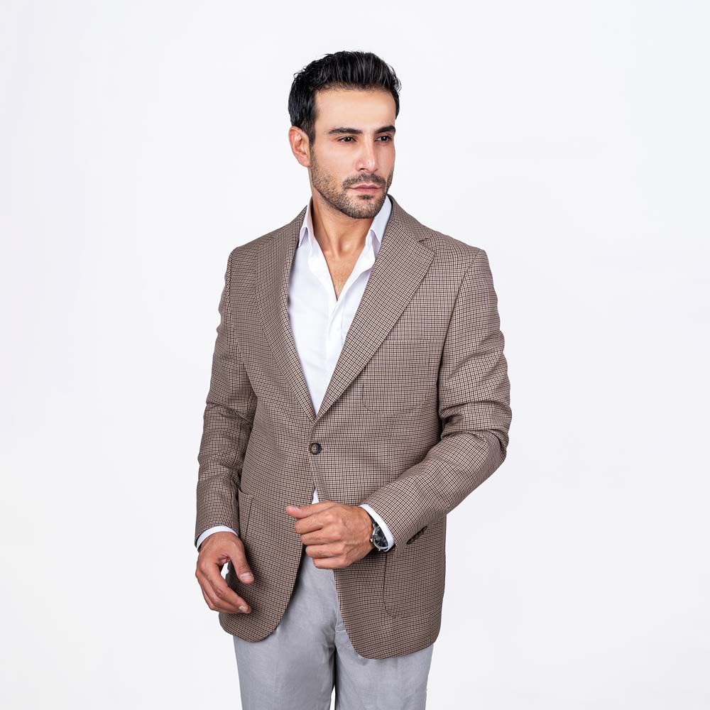 کت تک یقه انگلیسی چهارخانه 