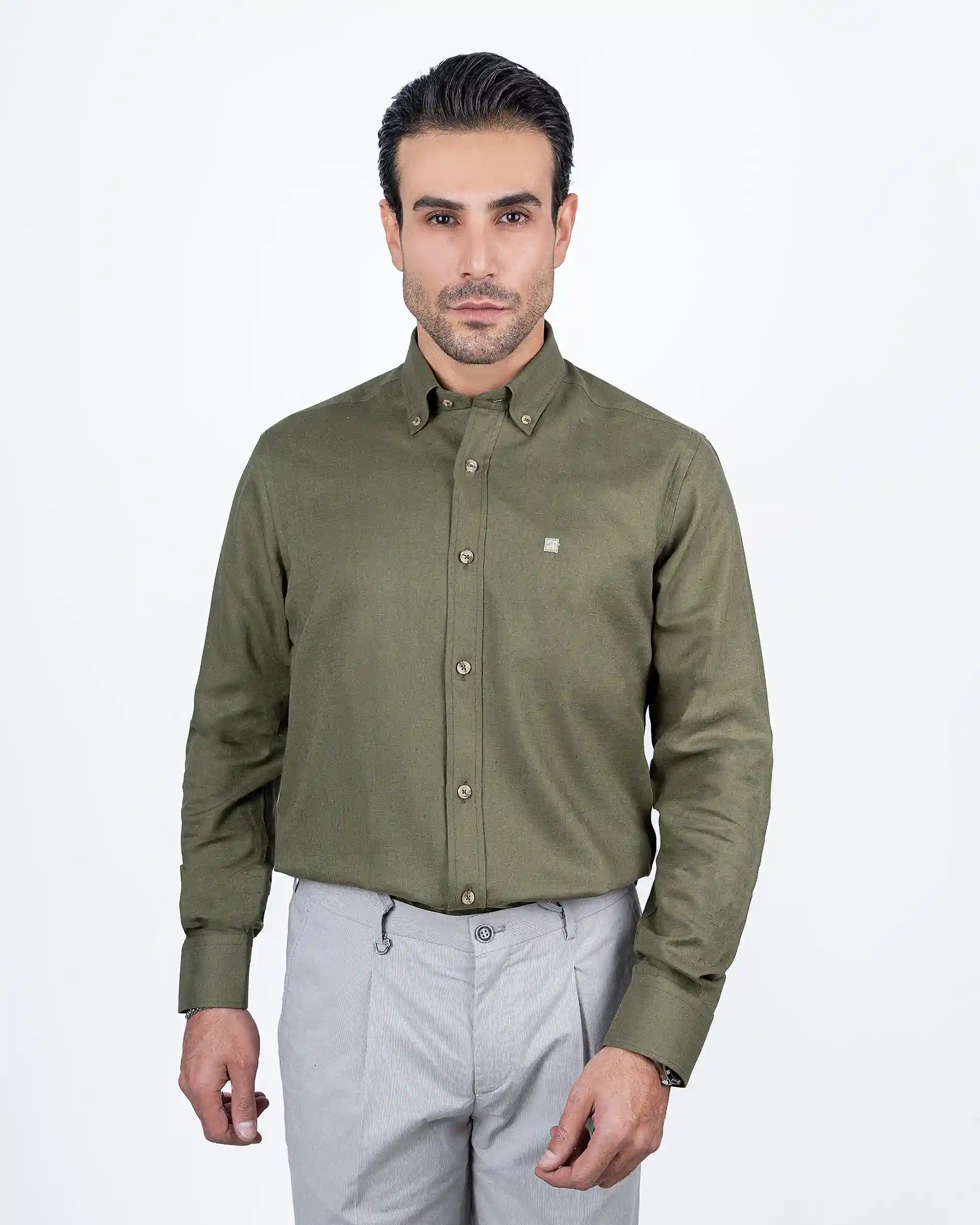 پیراهن آستین بلند جلو دوبل لینن