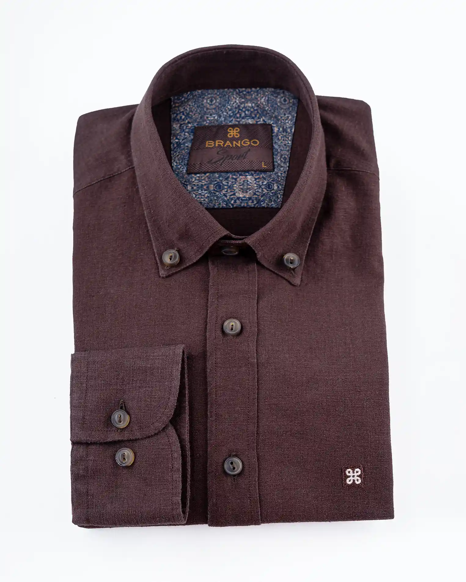 پیراهن آستین بلند جلو دوبل لینن