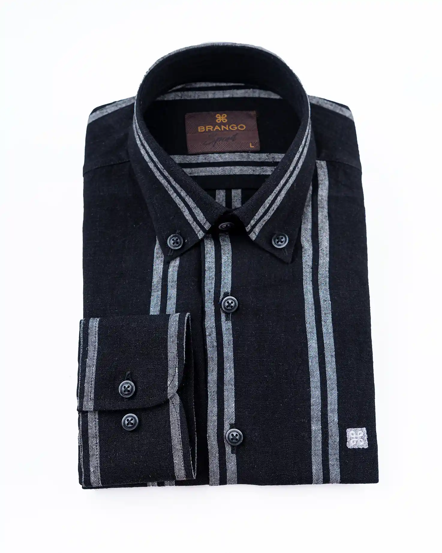 پیراهن آستین بلند یقه دکمه دار WIDE STRIPE