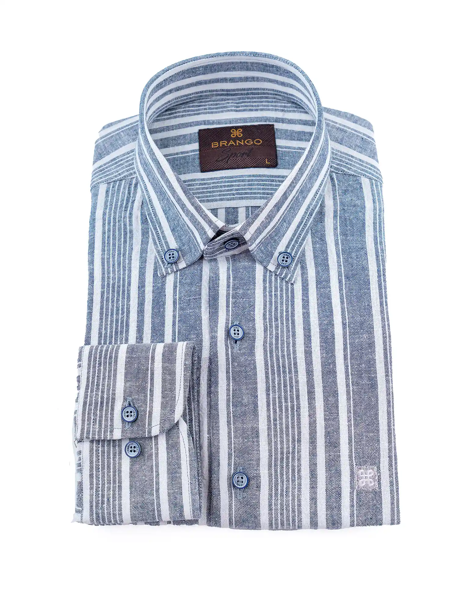 پیراهن آستین بلند یقه دکمه دار MIXED STRIPE