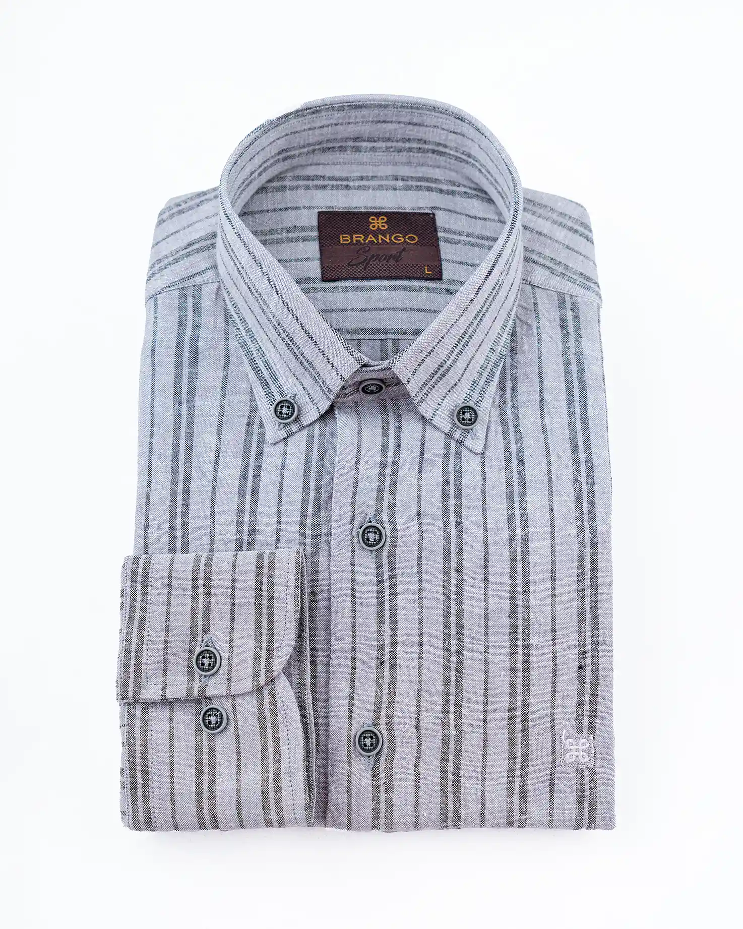 پیراهن آستین بلند یقه دکمه دار MIXED STRIPE