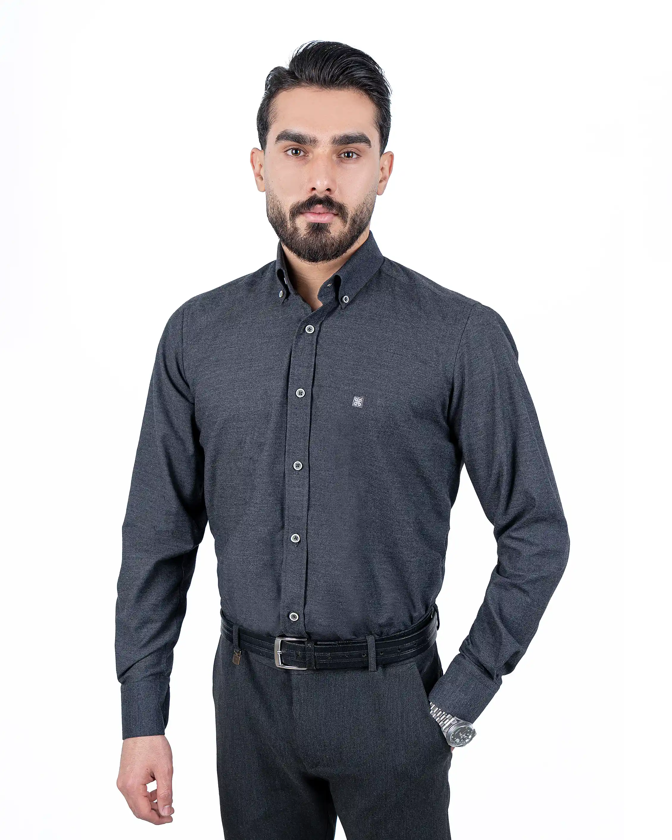 پیراهن آستین بلند پشم نازک ملانژ