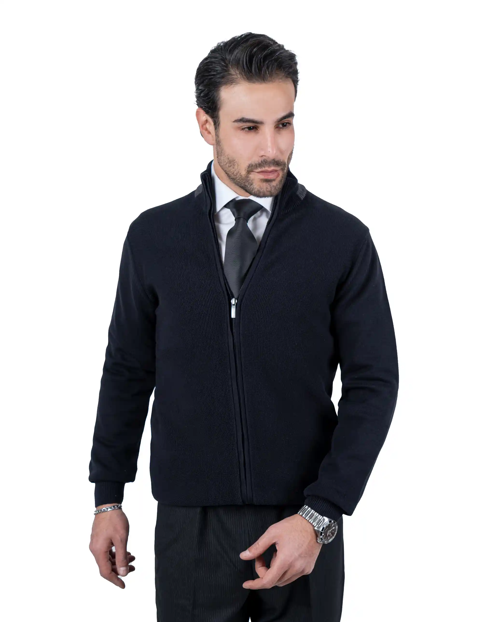 سویشرت یقه ایستاده بافت ریز