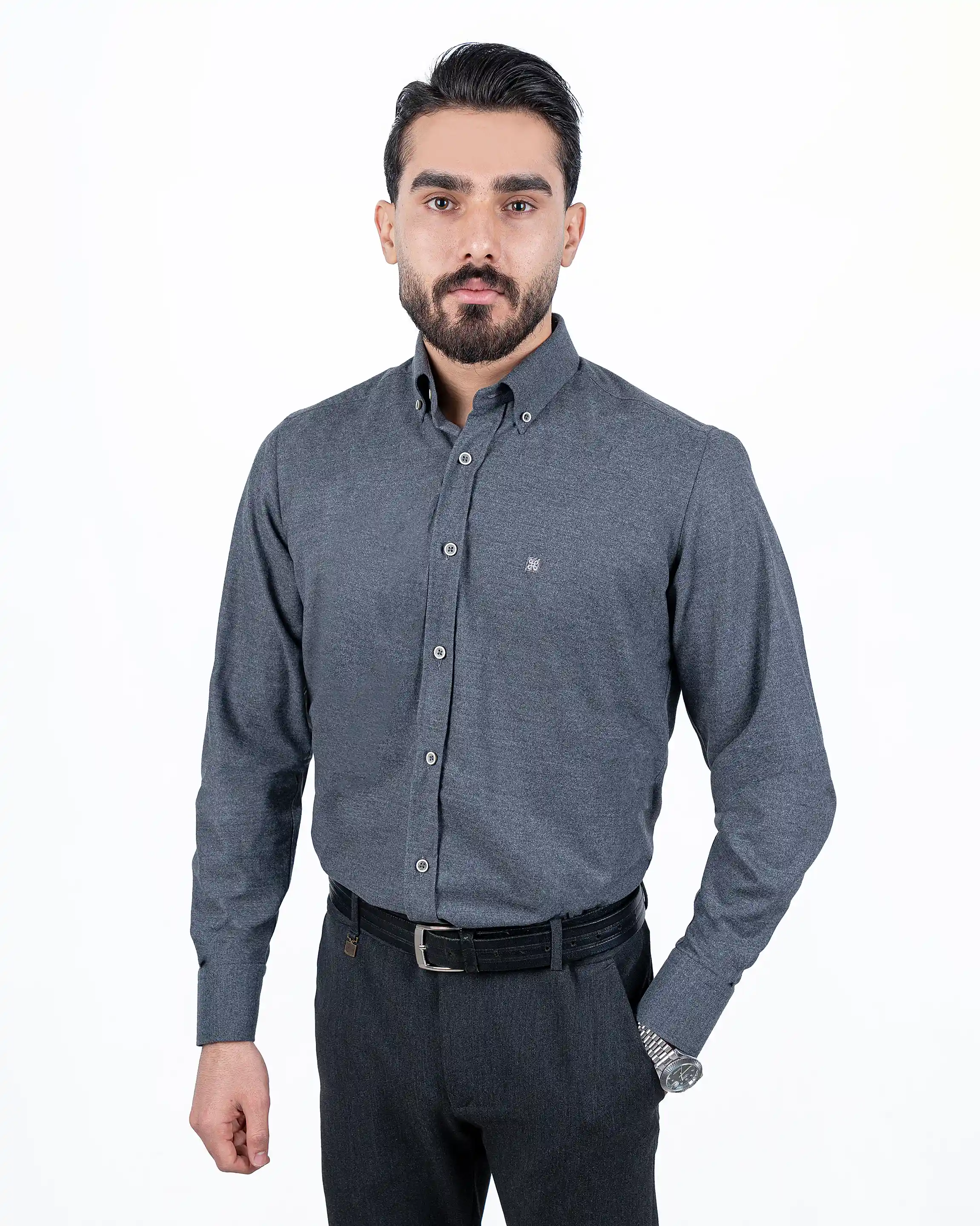 پیراهن آستین بلند پشم نازک ملانژ