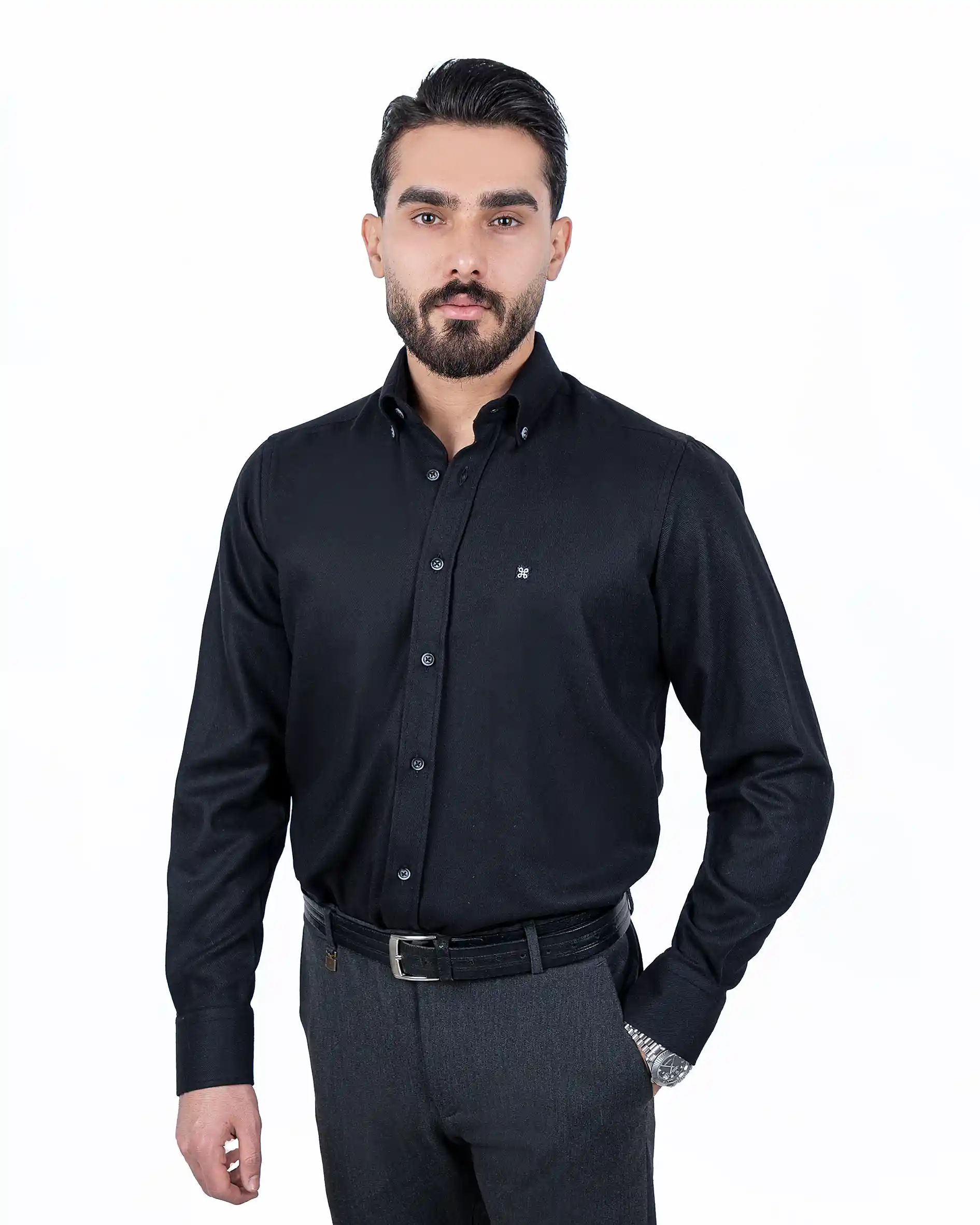 پیراهن آستین بلند پشم نازک کج راه