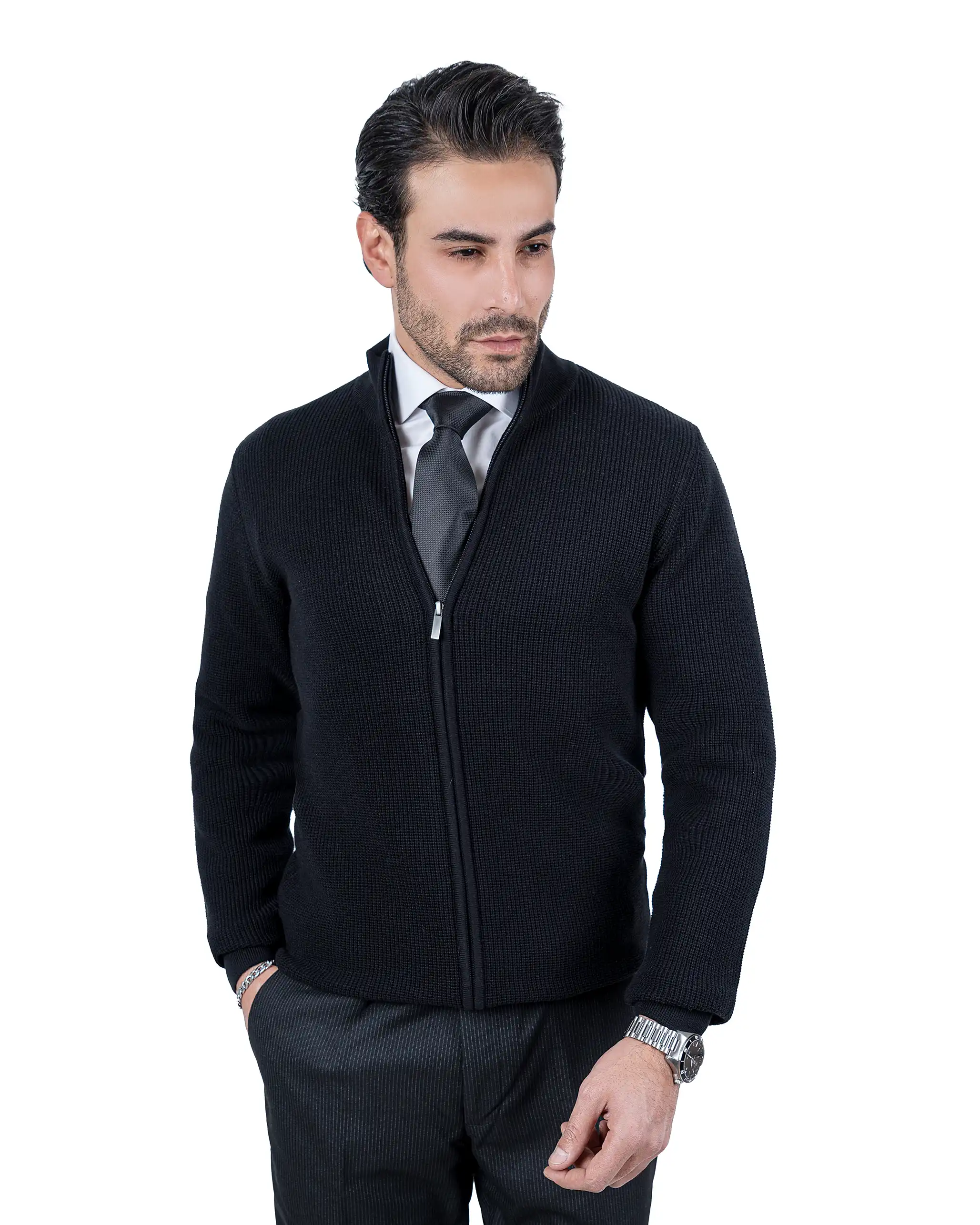 سویشرت یقه ایستاده بافت ریز basic