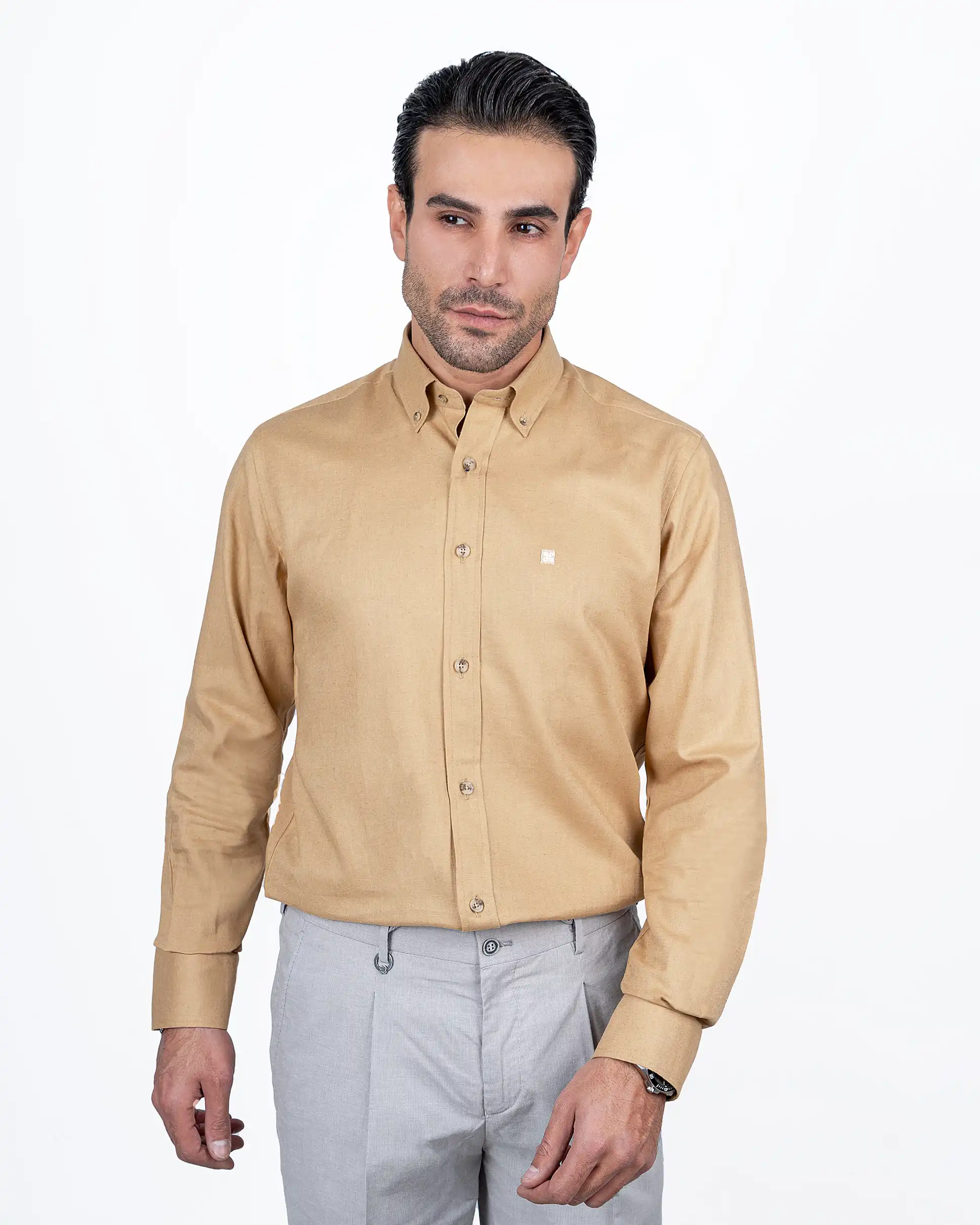 پیراهن آستین بلند جلو دوبل لینن