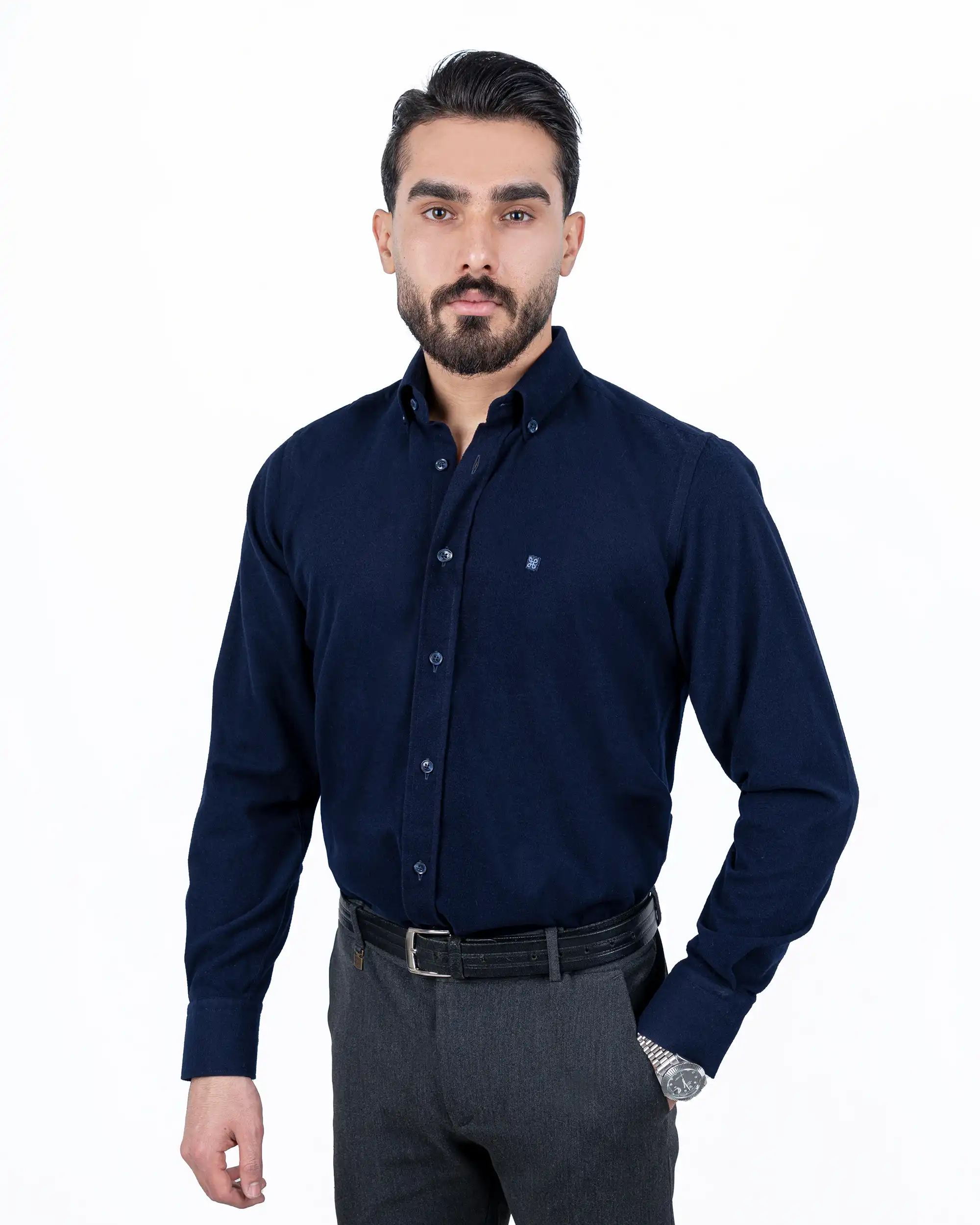 پیراهن آستین بلند پشم نازک ملانژ