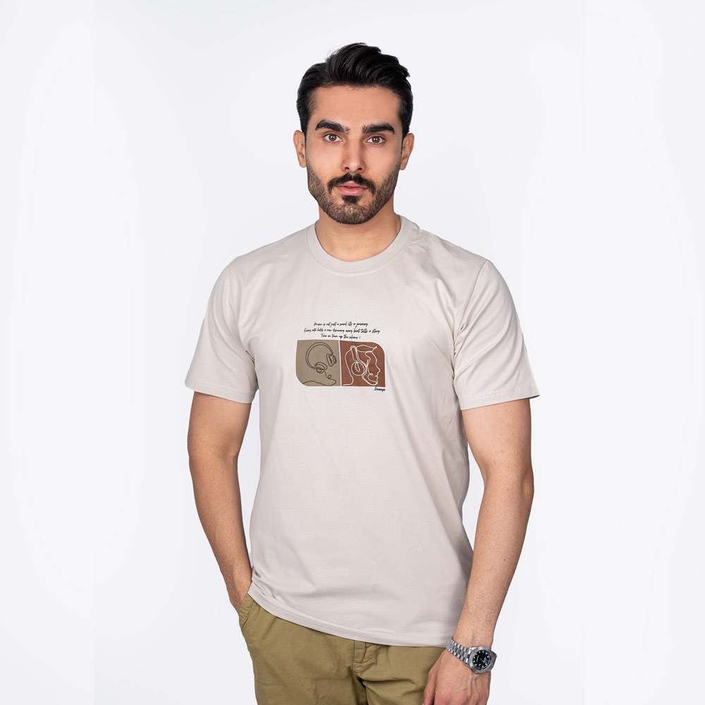 تیشرت آستین کوتاه یقه گرد طرح دار